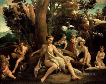 レダと白鳥 ルネッサンスのマニエリスム アントニオ・ダ・コレッジョ Oil Paintings
